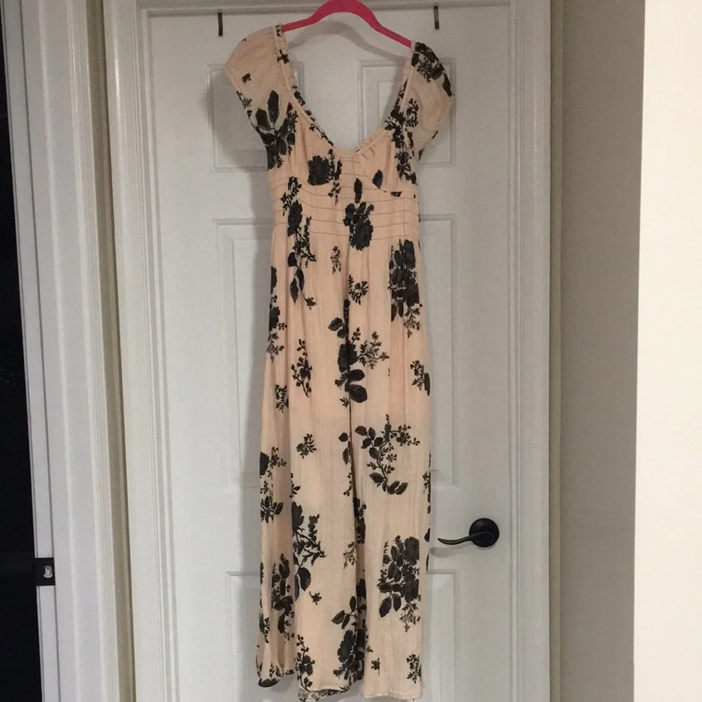 Free People Cotton Lined Gauzy forget me not Open Back Side Slit Midi EUC DRESS - Picture 4 of 8